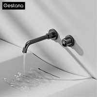 Gestana luxury LED digital display black brass bathroom faucet embedded design single handle hot and cold water 2-hole basin Tap