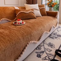 1pc Simple Lines Jacquard Anti-Slip All Seasons Chenille Sofa Cover for Living Room Couch Seat Cushion Slipcover Furniture Decor