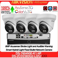 4PCS Hikvision 8MP ColorVu DS-2CD2387G2H-LISU/SL(SRB) Camera Smart Hybrid Light 2Way Audio DS-7604NXI-K1/4P NVR Monitoring Kits