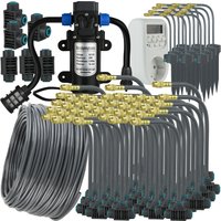 Garden Misting Cooling System 5-30M Self-priming Pump Irrigation Kit 360° Brass Nozzle Socket Timer Quick Push Connector Flowers