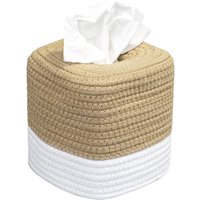 Rustic Woven Tissue Box Cotton Thread Square Minimalist Tissue Box Hand-woven Decorative Napkin Storage Box Living Room