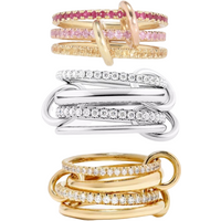 S925 Silver AAA Zircon Colorful Link Chain Rings Women Jewlery Designer T Show Club Cocktail Party Rare Japan Korean INS