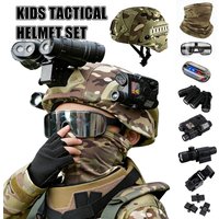 Zestaw taktycznego hełmu dla dzieci z modelem NVG i maską na twarz, zestaw hełmu do cosplayu dla dzieci, do paintballa, airsoftu, aktywności na świeżym powietrzu dla chłopców i dziewcząt.