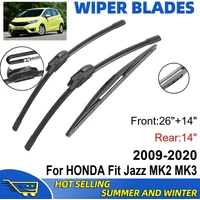 3PCS For HONDA Fit Jazz MK2 MK3 2009-2020 26" + 14"+ 14" Front Rear Wiper Blades Windshield Windscreen Window Cutter Accessories