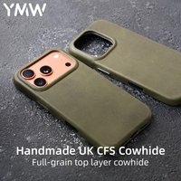 YMW Charles F Stead Waxed Genuine Leather Case for iPhone 17 16 15 Pro Max Luxury Genuine Leather Handmade Phone Cover