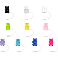 Cute Pink Bear Straw Cover For 30&40 Oz Tumblers Cups 8mm Dustproof Straw Topper Accessories For Girls Straw Cap Charms