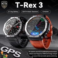 2026 New T-Rex 3 Pro Dual-Band GPS Military Smart Watch 48mm 10ATM Waterproof 500mAh Battery Compass Altimeter AGPS Smartwatches