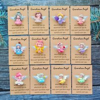 12-Piece Cute Mini Angel Themed Fashion Jewelry Set with Motivational Angel Greeting Cards Ideal Warm Encouragement Gift for Bes