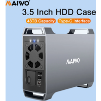 MAIWO 3.5 inch HDD Case SATA to USB3.0 Type-C Gen2 Adapter Dual Bay Docking Station Hard Drive Enclosure Support 48TB Capacity