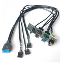 Computer Motherboard Extension Front Panel Cable 19Pin 9Pin To Type-C 2-Port USB 2.0 3.0 HD Audio 3.5mm Mic Speaker Socket Cord