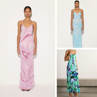 2025 Spring Summer Women's Vintage Print Maxi Dress Spaghetti Strap V-Neck Backless Hollow Slit Casual Sleeveless Dress