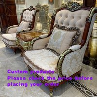 custom.Antique Design Wooden Leg Accent Lounge Chair Victorian Living Room Single Sofa Chair and End Tables