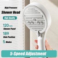 High Pressure Showerhead Handheld Spray 5 Modes Adjustable Shower Head Water Saving Hangable Bathroom Accessories