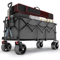 Factory Hot Sale Collapsible Foldable Extended Wagon With 440lbs Weight Capacity, Heavy Duty 300L Folding Utility Garden Cart