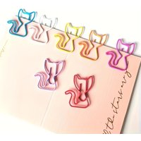 20pcs/set Cat Shaped Paper Clips Colorful Metal Binder Clips for Documents Animal Paper Clips for School Office Organization