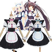 NEKOPARA Cosplay Chocola vanille Cosplay robe de chambre femmes filles ensemble complet mignon Lolita Halloween tenues de fête avec perruque