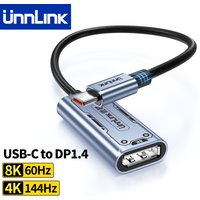 Unnlink 8K USB C to DP1.4 Adapter, Type-C to DP Converter 8K60Hz 4K144/120Hz TB3/TB4 for iPhone15/16,MacBook,XPS,Spectre,Surface