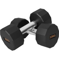 PINGGO 2 x 10kg Dumbbells Weights Set with 12-Sided Shape and Non-Slip Grip for Men Women Home Gym Workout