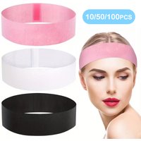 10/50/100pcs Disposable Headbands Spa Salon Facial Headband Black White Pink Elastic Adjustable Magic Tape Skincare Accessory