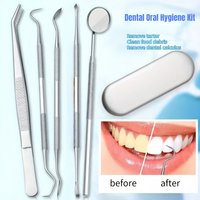 Dentist Cleaning Kit Mouth Mirror Probe Hoe Sickle Elbow Probe Tartar Remover Stainless Steel Teeth Cleaning Dental Instruments
