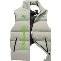 AliExpress Kawasaki logo vest jacket, casual and stylish, warm for men and women, suitable for autumn and winter sports and cycling.