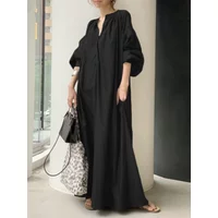 Summer Puff Sleeve Muslim Vesttidos Women Dress Elegant Modest Morocco Cotton Long Dress Islamic Turkey Dubai Eid Jubah Robe