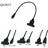 30cm Micro&Mini HDMI-Compatible Male to HDMI Micro HDMI Female Extension Connector Screw Lock Panel Mount HD AV Camera Cable