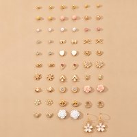 30pair Mini Flower Studs Set – Dainty Floral Earrings for Everyday Wear.