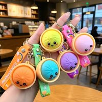 Simulation Dumpling Keyboard Clicker Stress Relief Toy Cute Keychains Decoration Gifts Emotion Fidgets Toy Mini Pendant