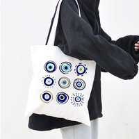 Boho Turkish Evil Eye Pattern Print Canvas Tote Bag Casual Daily Shopping Handbag Practical Gift For All Adults Teens Girls