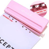 Adjustable 6-Hole Desktop Punch Puncher for A4 A5 A6 B7 Dairy Planner Organizer Six Ring Binder with 6 Sheet Capacity