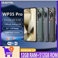 OUKITEL WP35 PRO 5G Rugged Phone 6.6-Inch 2.4K Display Dimensity 6300 5G 64MP+32MP Camera 11000mAh 33W Android 14 NFC Cellphone