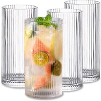 Ensemble de Verres à Cocktail Transparents Vintage, Standard, Bar, Boissons Glacées, Tasse à Café, Jus, Ondulation, 4 Pièces