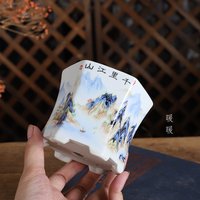 Porcelain Bonsai Pot Vase, Glazed Traditional Chinese Pattern, Dormitory Room Table, Home Garden Decoration