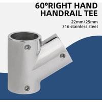 AndyMarine 316 Stainless Steel Boat Hand Rail Fitting 60 Degree right T/Tee Heavy Duty for 22/25mm Tube Pipe Marine Hardware