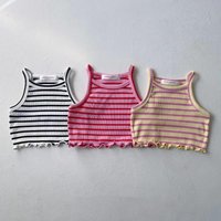 2026 Summer New Sweet Cute Girls Striped Sling Vest Children Sleeveless T Shirts Baby Girl Casual Tops Fashion Kids Clothes