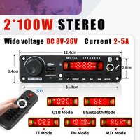 200W Amplifier Bluetooth Decoder Board DIY 12V 6.5mm Microphone FM Radio TF USB Car Audio Music Player Speakers Volume Control