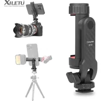 Universal 360° Mobile Phone Clip Holder For 1/4 Screw Tripod Mount Adapter 2 Cold Shoe Mobile Phone Clip iPhone Android Canon