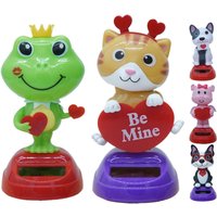 Bobble Head Animal Ornament Solar Powered Dancing Toy Shaking Head Dashboard Doll Solar Swing Doll for Car Interior Decoration