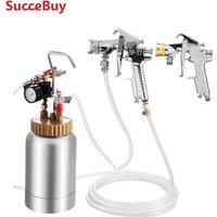 SucceBuy Sprühfarben-Druckbehälter 2 L Druckluft-Farbsprühgerät φ1,8mm + φ3mm Zwei Spritzpistolen Zentrale Pneumatische Sprühpistole