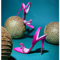 Summer Stiletto Crystal Bow Satin Colorful Sandals Women's Big Size Sexy High Heels Blue/Black Party Designer Cheap Shoes