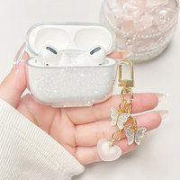 Bling Glitter Soft Case For Airpods Pro3/Pro2/Pro With Heart Butterfly Pendant Case For Airpods 4/3/1/2Earphone Protective Cover