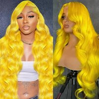 Yellow Wig 13x4 HD Body Wave Lace Frontal Wig Glueless Lace Front Wig Preplucked Synthetic High Quality Ready To Wear Cosplay