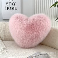 Fox Fur Imitation Heart-Shaped Cushion Plush Sofa Pillow Available for Living Rooms and Bedrooms