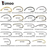 Bimoo 200pcs High Carbon Steel Barbed Fly Tying Hook for Tying Dry Wet Caddis Fly Nymph Streamer Emerger Pupa Trout Fishing Lure