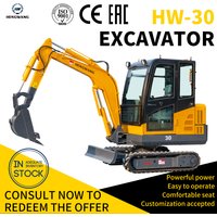 3tons Excavator HW-30 Mini Excavator 3t With Cab 1euro Digger Machine Diesel Agricultural Tractor Construction Equipment Custom