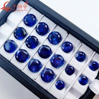 Royal Blue Cornflower Blue Color Lab Created Sapphire Round Shape Diamond Cut Including Minor Cracks Inclusions Loose Gem Stone