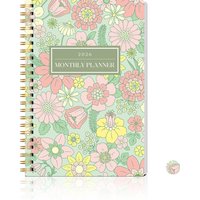 2026 Monthly Planner, A5 Spiral Agenda with Floral Cover, 120gsm Thick Paper, Goal Review Pages, Jan-Dec 2026