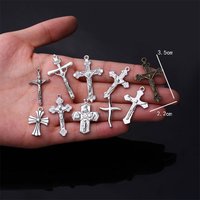 10pcs/Religious Christianity Jesus Cross Medal Handmade Small Pendant