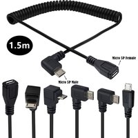 5Ft Spiral Coiled Micro USB B 5Pin 5P Male To Female Extension Cable